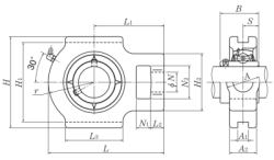 UCTX10D1 Подшипниковый узел для натяжных устройств с корпусом из серого чугуна, со стопорным винтом, предназначен для повторного смазывания NTN